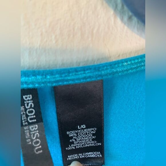 Bisou Bisou blue wrap look top size L - Picture 3 of 6